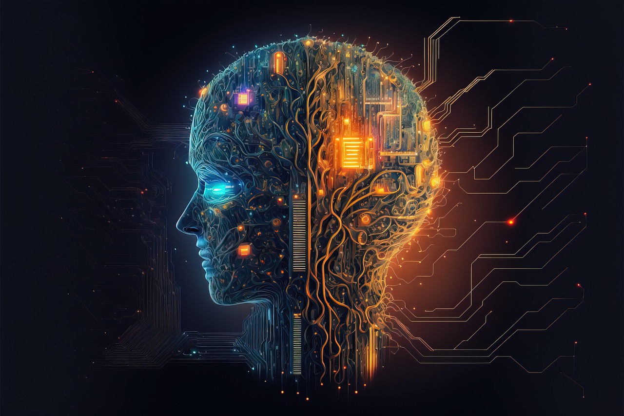 Free artificial intelligence robot circuit illustration