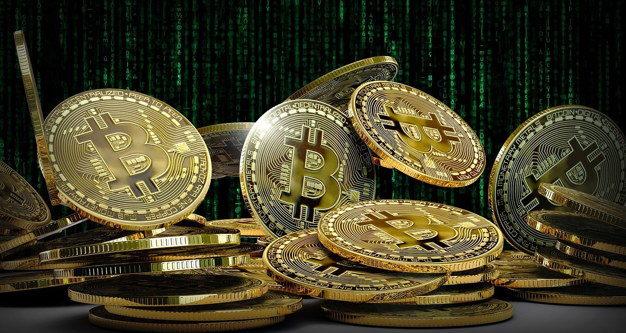 Free bitcoin coins virtual illustration
