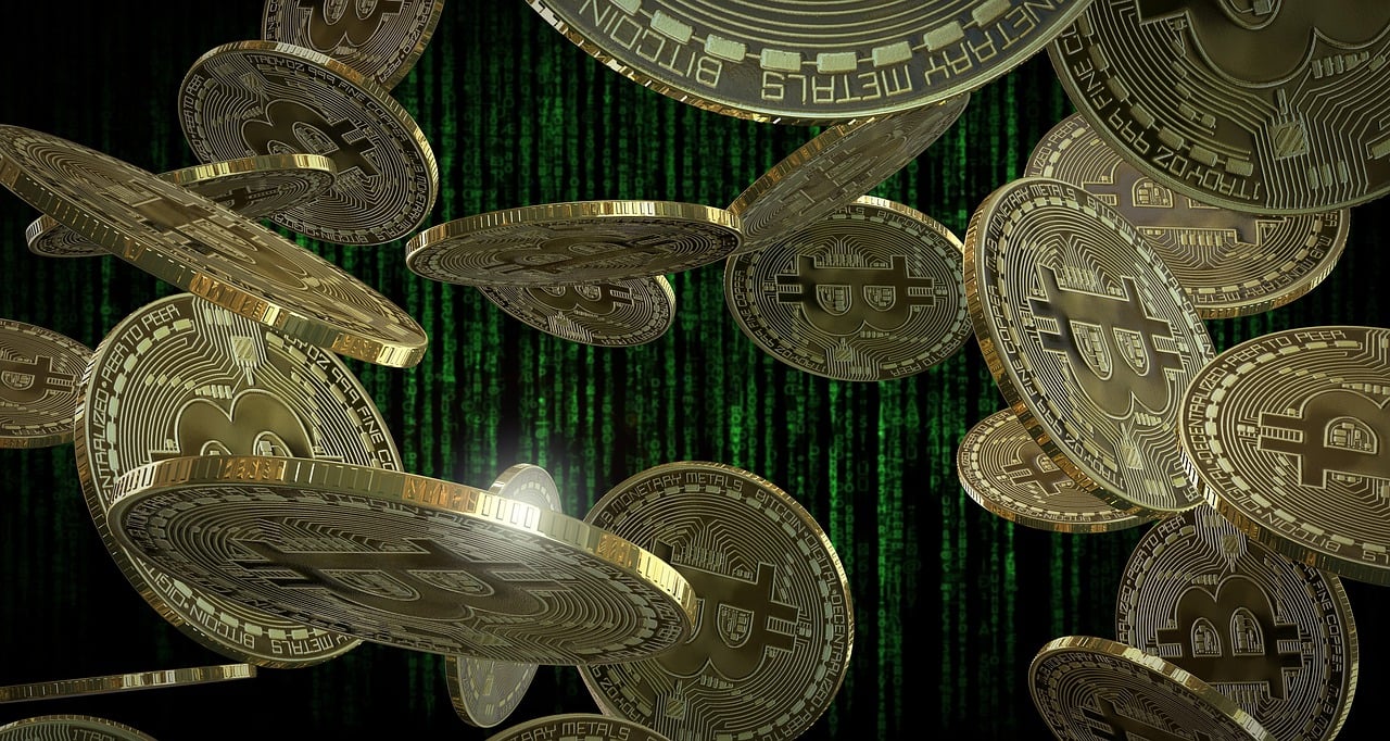 Free bitcoin coins virtual illustration