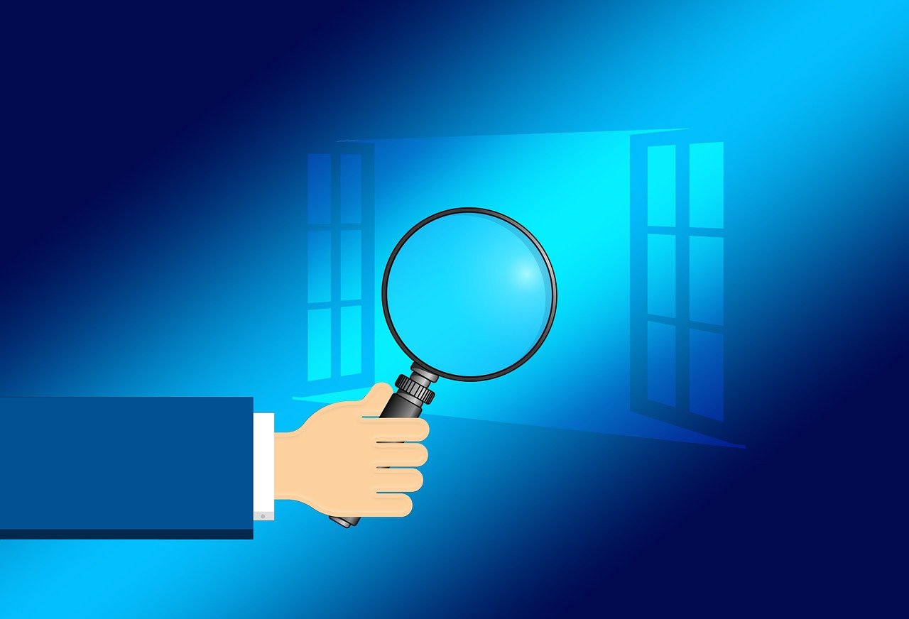Free window hand magnifying glass illustration